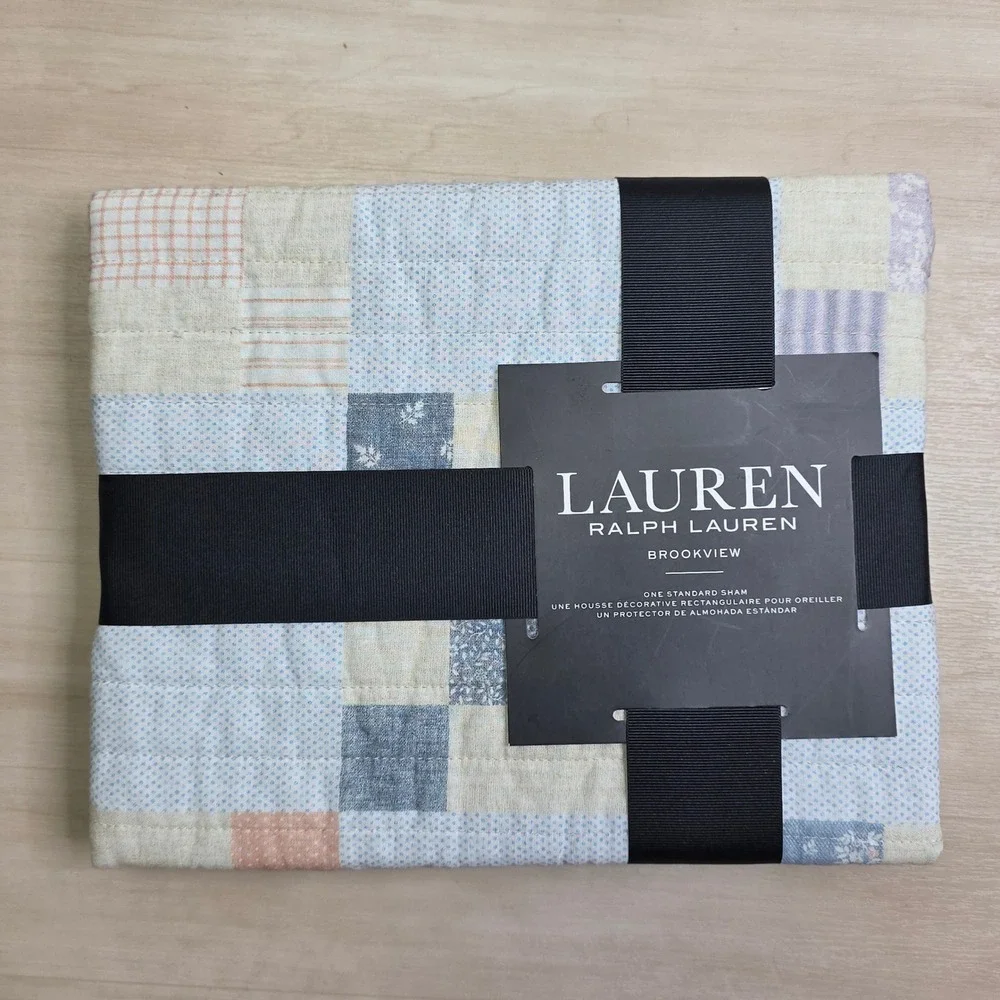 Lauren Ralph Lauren Brookview Standard Sham Patchwork Quilted Cotton Cream Multi